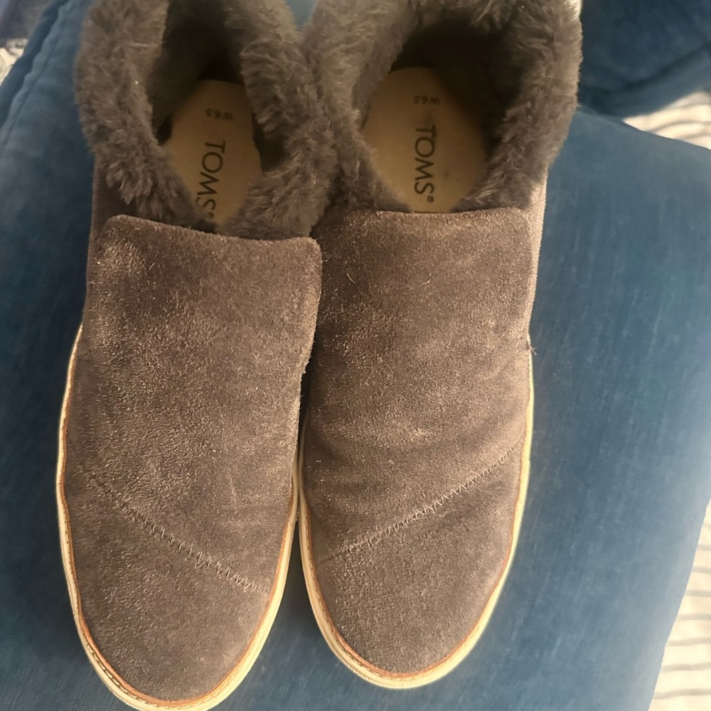 TOMS Women’s Blue Charcoal Suede Slip-Ons